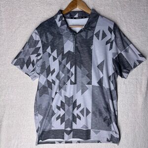 Hooey Cowboy Golf Men's Large Western Geometric Performance Polo Shirt Gray